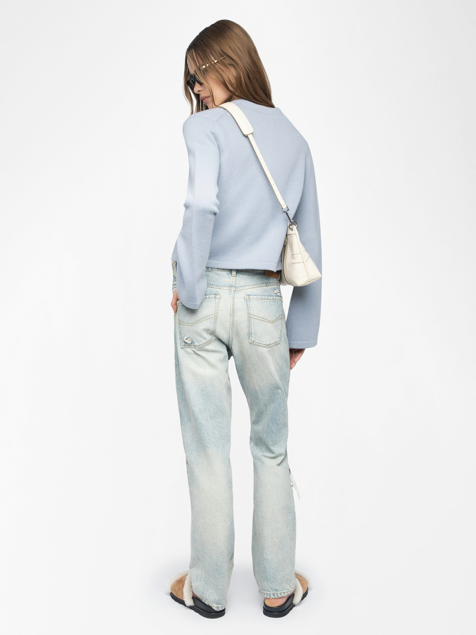 Nolly Cashmere Cardigan - Button-up V-neck cardigan with patch pockets on the front.